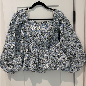 Agua by Agua Bendita Blue Floral Blouse